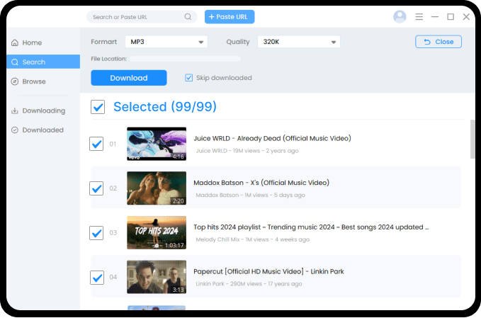 Download YouTube-muziek/video's in bulk